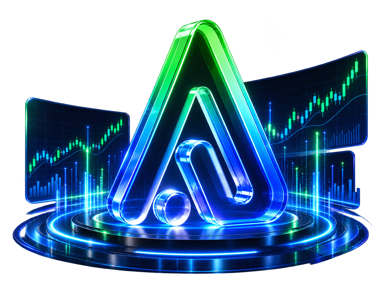 Visual emblem Axispoly dengan grafik pasar