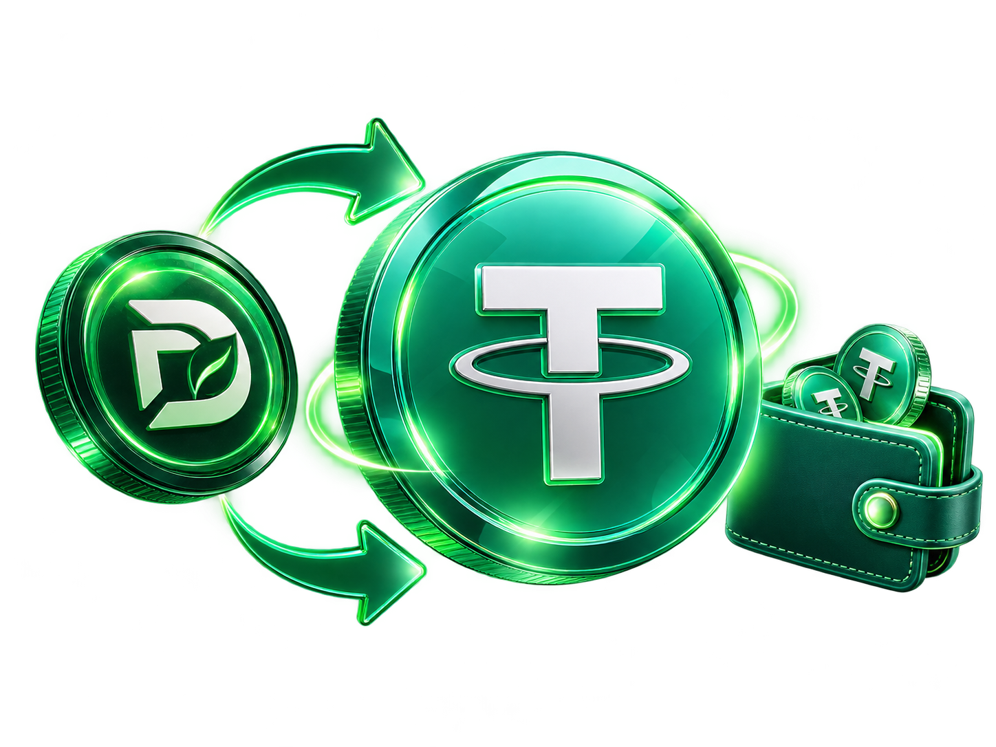 Ilustrasi konversi token DCF dan USDT