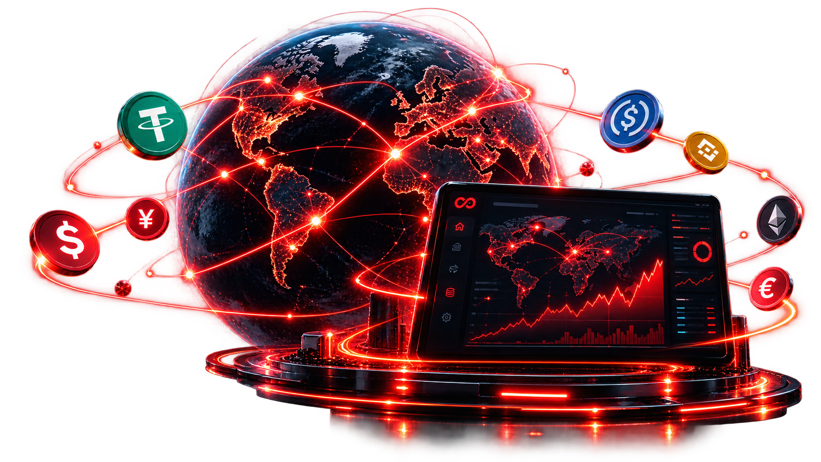 Globe jaringan likuiditas global dan dashboard transaksi